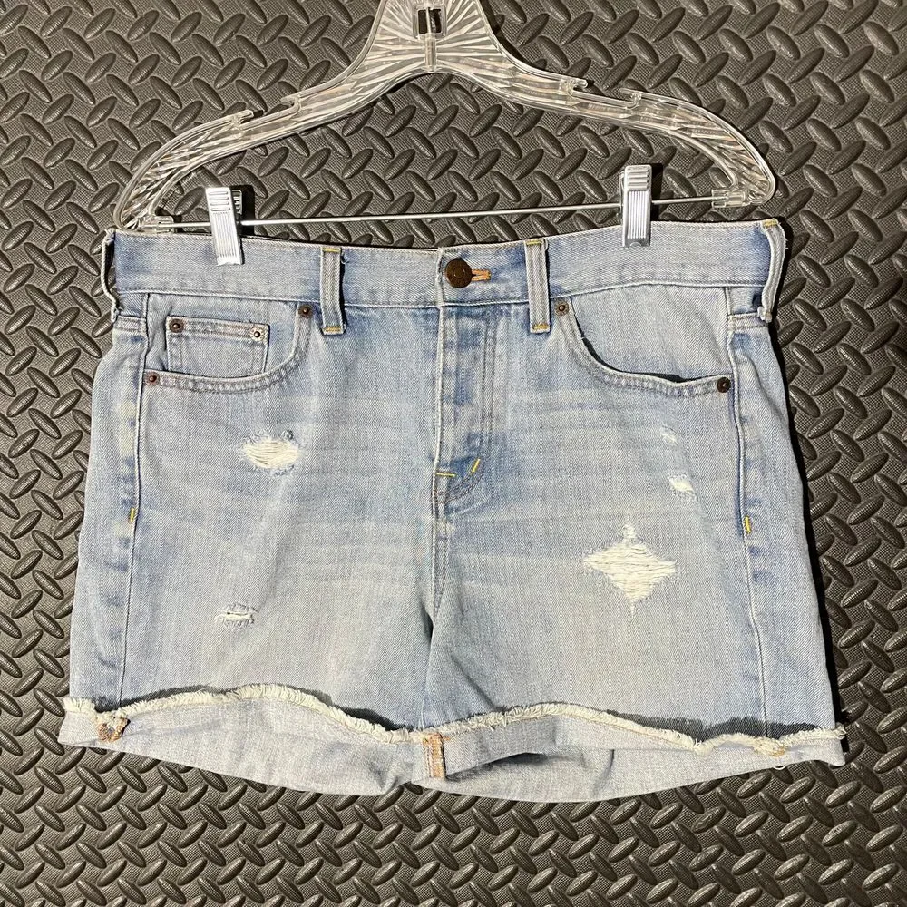 J. Crew Blue Light Washed‎ Distressed Casual Wear Denim Shorts Women's Size 27